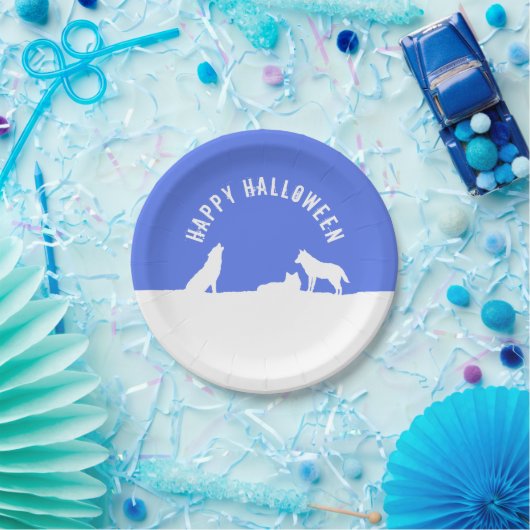 Wolven in sneeuw, Happy Halloween Papieren Bordje (Feest)