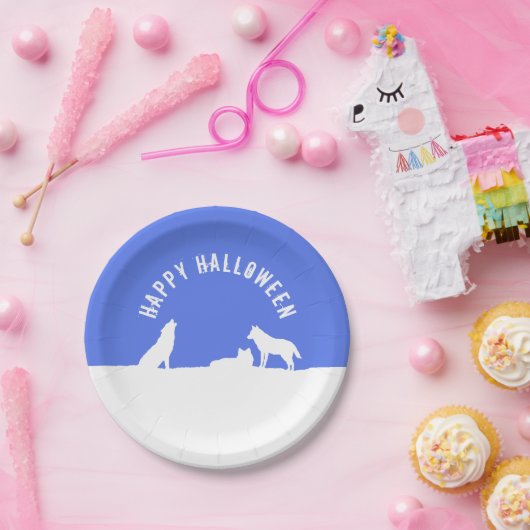 Wolven in sneeuw, Happy Halloween Papieren Bordje (Feest)