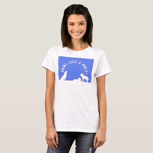 Wolven in sneeuw, Howl als een Wolf! T-shirt (Voorkant volledig)