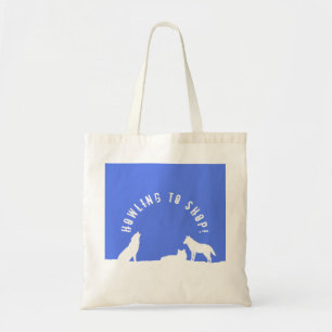 Wolven in sneeuw, naar de winkel! Canvas tas