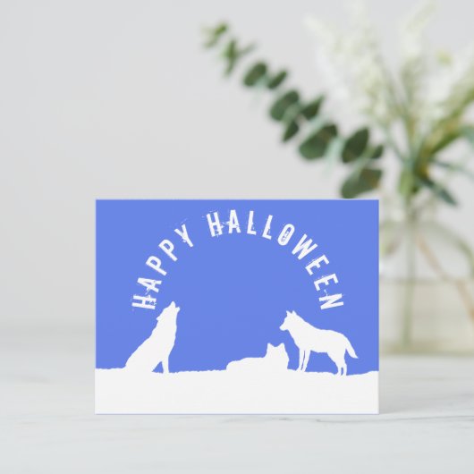 Wolven in sneeuw, uitnodiging van de Halloween-par Briefkaart (Staand voorkant)