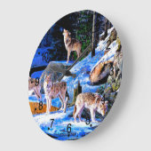 Wolven in sneeuwschilderij grote klok (Hoek)