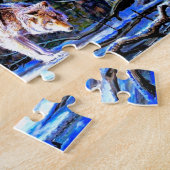 Wolven in sneeuwschilderij legpuzzel (Zijkant)