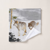 Wolven in sneeuwschilderijen - Oorspronkelijke Wil Bad Handdoek (Wasdoekje)