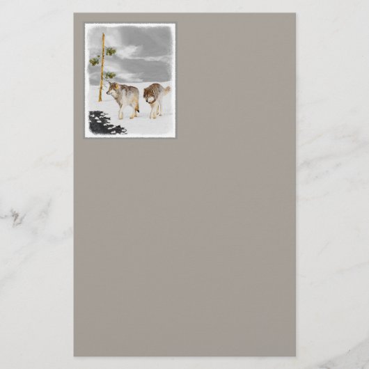 Wolven in sneeuwschilderijen - Oorspronkelijke Wil Briefpapier (Voorkant)