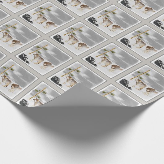 Wolven in sneeuwschilderijen - Oorspronkelijke Wil Cadeaupapier (Hoek)