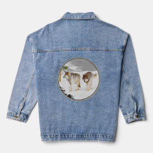 Wolven in sneeuwschilderijen - Oorspronkelijke Wil Denim Jacket