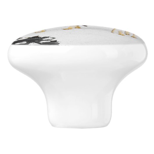 Wolven in sneeuwschilderijen - Oorspronkelijke Wil Keramische Knop (Zijkant)