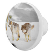 Wolven in sneeuwschilderijen - Oorspronkelijke Wil Keramische Knop (Rechts)