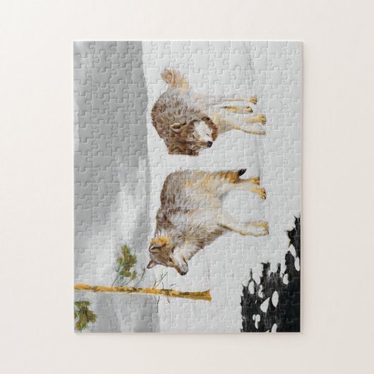 Wolven in sneeuwschilderijen - Oorspronkelijke Wil Legpuzzel (Verticaal)