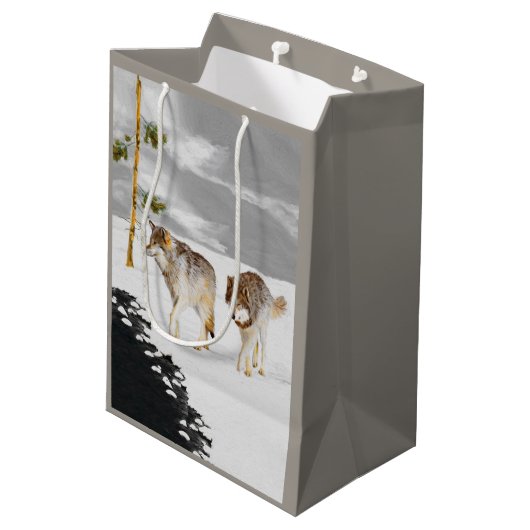 Wolven in sneeuwschilderijen - Oorspronkelijke Wil Medium Cadeauzakje (Achterkant Gekanteld)