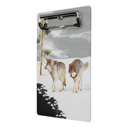 Wolven in sneeuwschilderijen - Oorspronkelijke Wil Mini Klembord (Angled2)
