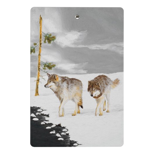 Wolven in sneeuwschilderijen - Oorspronkelijke Wil Mini Klembord (Achterkant)