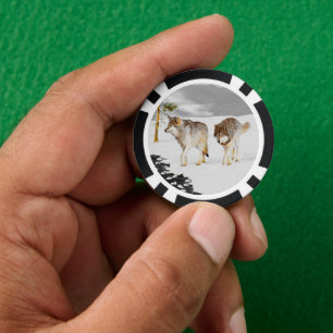 Wolven in sneeuwschilderijen - Oorspronkelijke Wil Poker Chips
