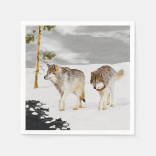 Wolven in sneeuwschilderijen - Oorspronkelijke Wil Servet