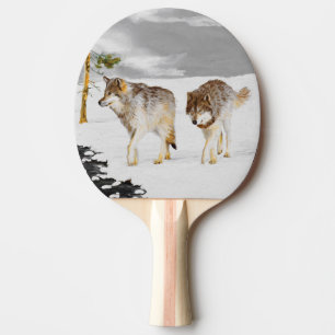 Wolven in sneeuwschilderijen - Oorspronkelijke Wil Tafeltennisbatje