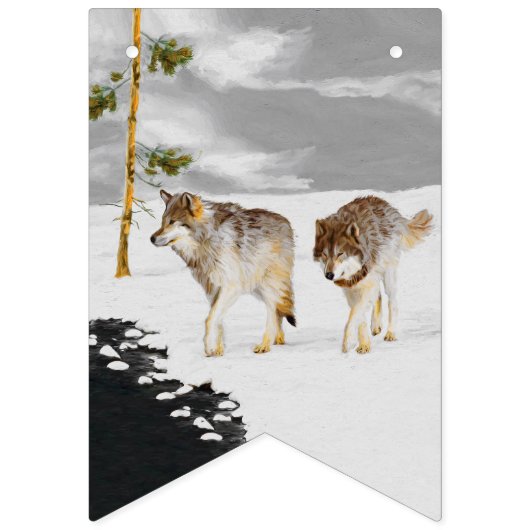 Wolven in sneeuwschilderijen - Oorspronkelijke Wil Vlaggetjes (Eerste vlag)