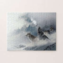 Wolven in Winter Snow Jigzaag Puzzle Legpuzzel