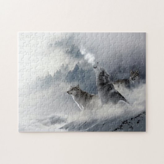 Wolven in Winter Snow Jigzaag Puzzle Legpuzzel (Horizontaal)
