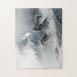 Wolven in Winter Snow Jigzaag Puzzle Legpuzzel