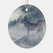 Wolven in winterkeramisch sieraad keramisch ornament (Links)