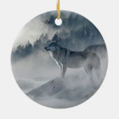 Wolven in winterkeramisch sieraad keramisch ornament (Achterkant)