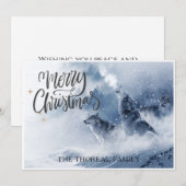 Wolven in wintersneeuwkerst feestdagenkaart (Voorkant / Achterkant)
