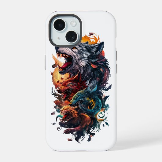 wolven iPhone 15 case (Achterkant)