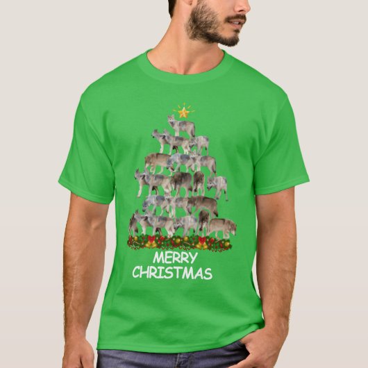 Wolven Kerst Kerst Vrolijk Kerst Grappig T-shirt (Voorkant)