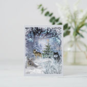 Wolven met Kerstmis en Winter Wonderland Flat Kaar Feestdagenkaart (Staand voorkant)
