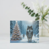 Wolven met Kerstmis en Winter Wonderland Flat Kaar Feestdagenkaart (Staand voorkant)