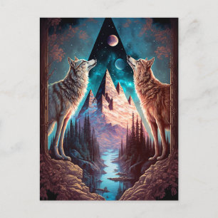 Wolven Mountain Visionary Fantasy Art Briefkaart
