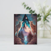 Wolven Mountain Visionary Fantasy Art Briefkaart (Staand voorkant)