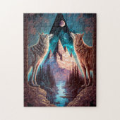 Wolven Mountain Visionary Fantasy Art Legpuzzel (Verticaal)