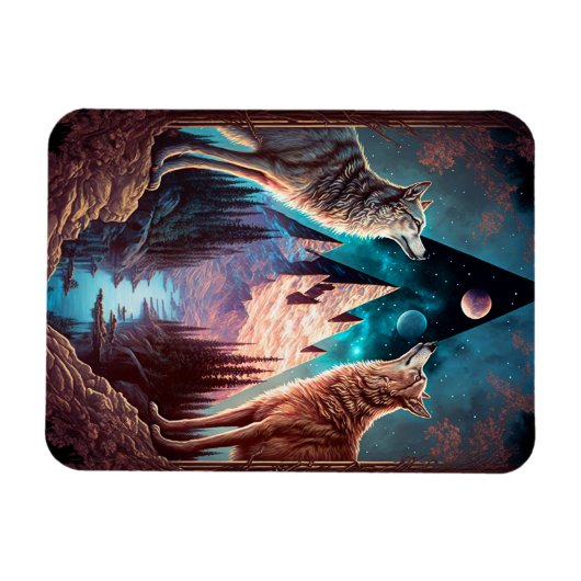 Wolven Mountain Visionary Fantasy Art Magneet (Horizontaal)