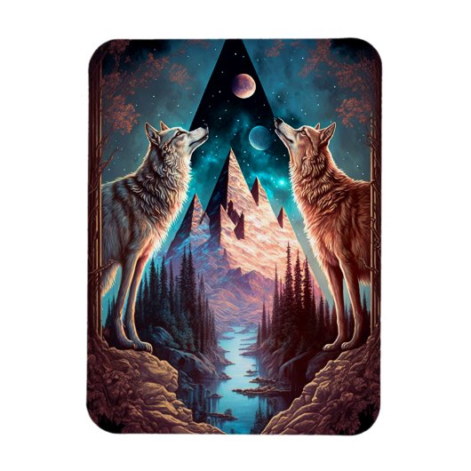Wolven Mountain Visionary Fantasy Art Magneet (Verticaal)