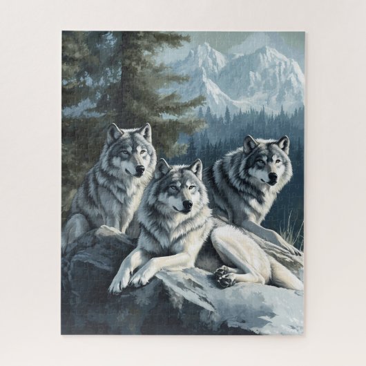 Wolven ontspannen in de bospuzzel legpuzzel (Verticaal)