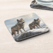 Wolven OP een berg naar boven Bier Onderzetter (Linkerzijde)