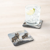 Wolven OP een berg naar boven Bier Onderzetter (Rechterzijde)