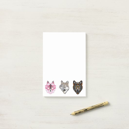 Wolven Post-it® Notes (Op bureau)