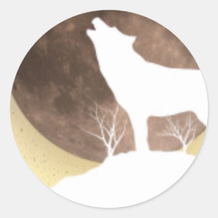 wolven ronde sticker