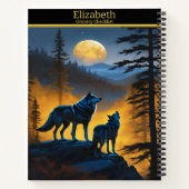 Wolven sereneren het maanlicht in een rustig bos notitieboek (Achterkant)