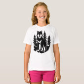 Wolven Silhouet in Bos T-shirt (Voorkant volledig)