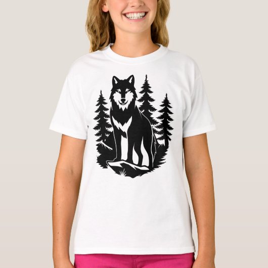 Wolven Silhouet in Bos T-shirt (Voorkant)