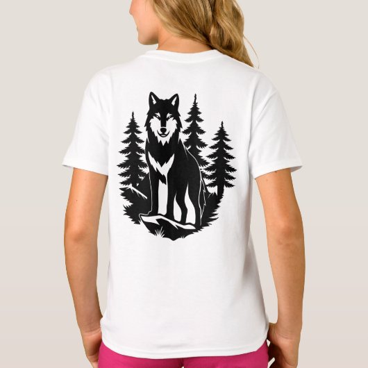 Wolven Silhouet in Bos T-shirt (Achterkant)
