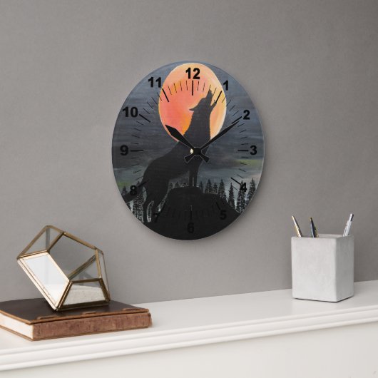 Wolven Silhouet Schilderij van Alfred Fox Grote Klok (Kantoor)