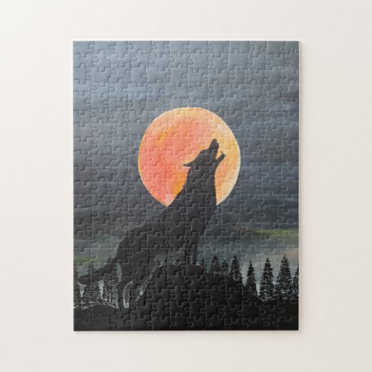 Wolven Silhouet Schilderij van Alfred Fox Legpuzzel (Verticaal)