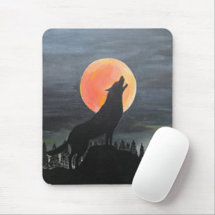Wolven Silhouet Schilderij van Alfred Fox Muismat