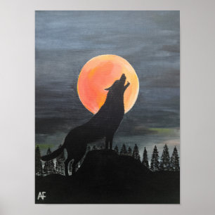Wolven Silhouet Schilderij van Alfred Fox Poster