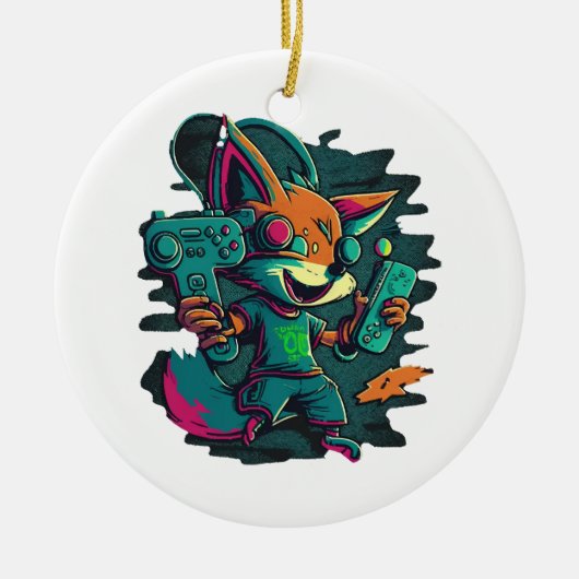 Wolven spelen spelletjes keramisch ornament (Voorkant)